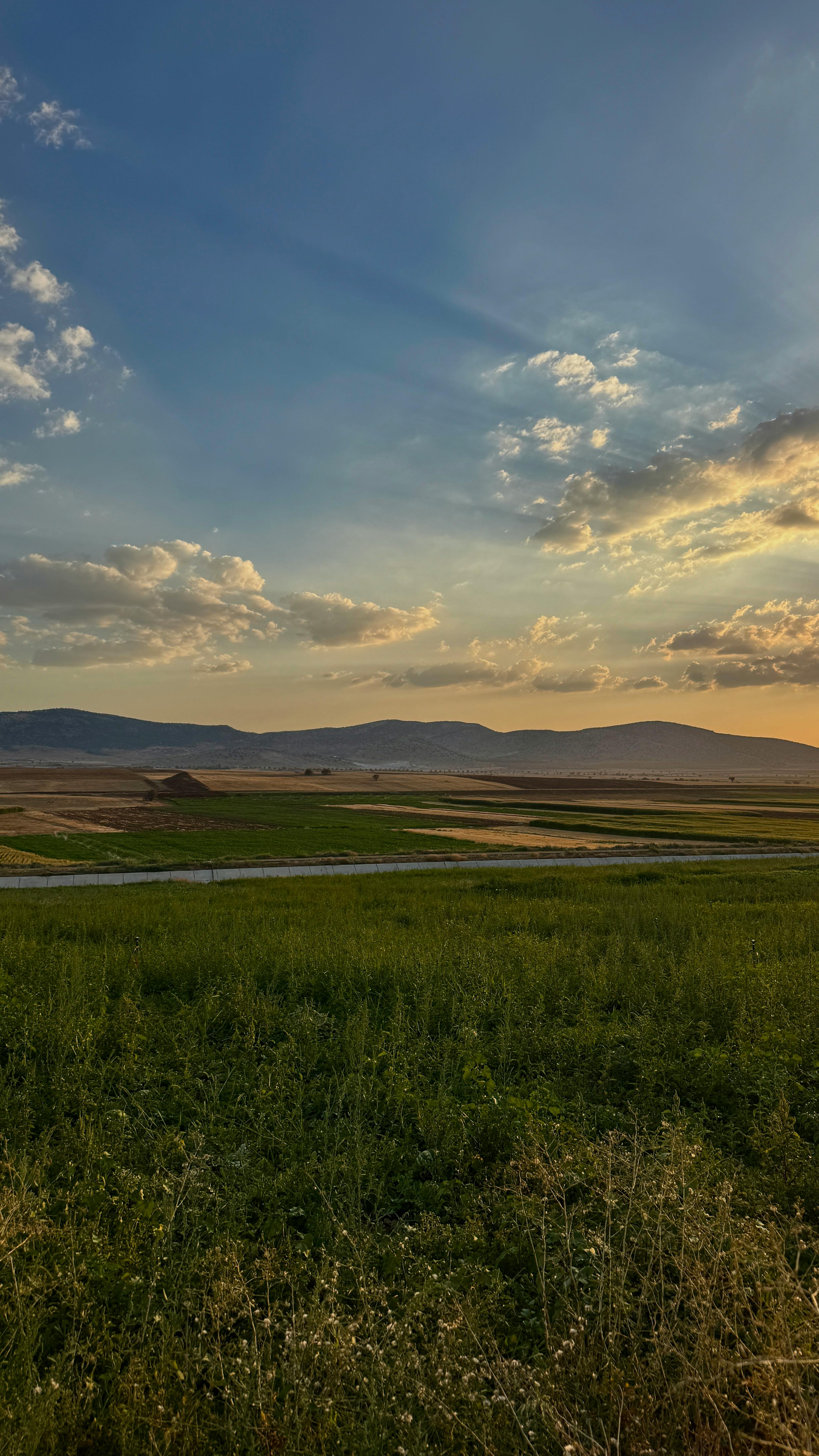 Serene Rural Landscape at Sunset · Free Stock Photo, image size:3213x5712