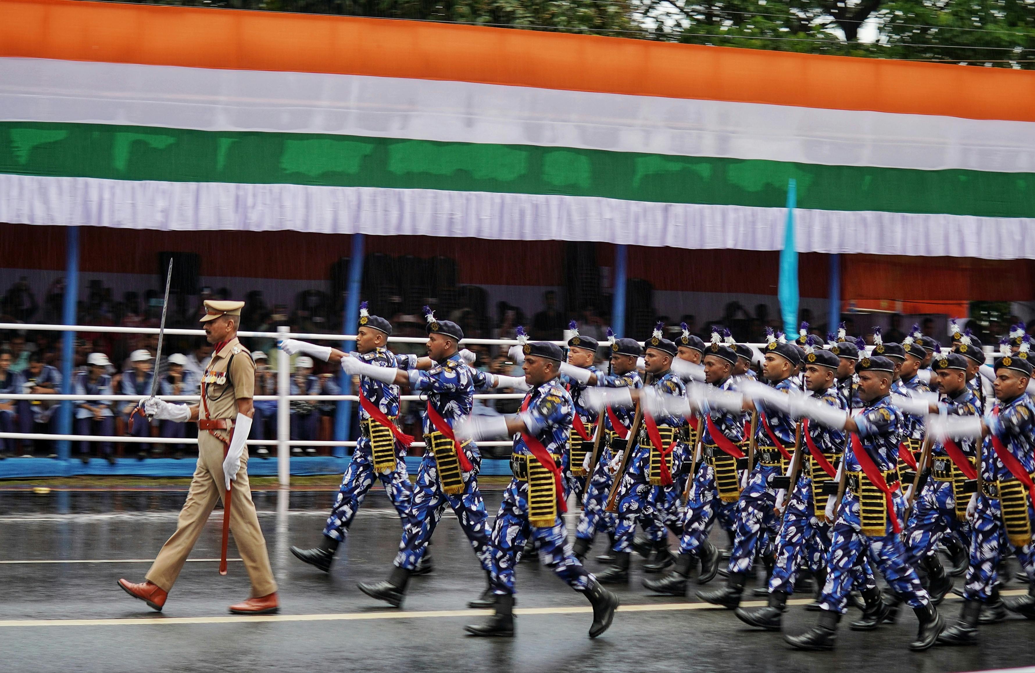 Indian soldiers marching in Republic Day parade