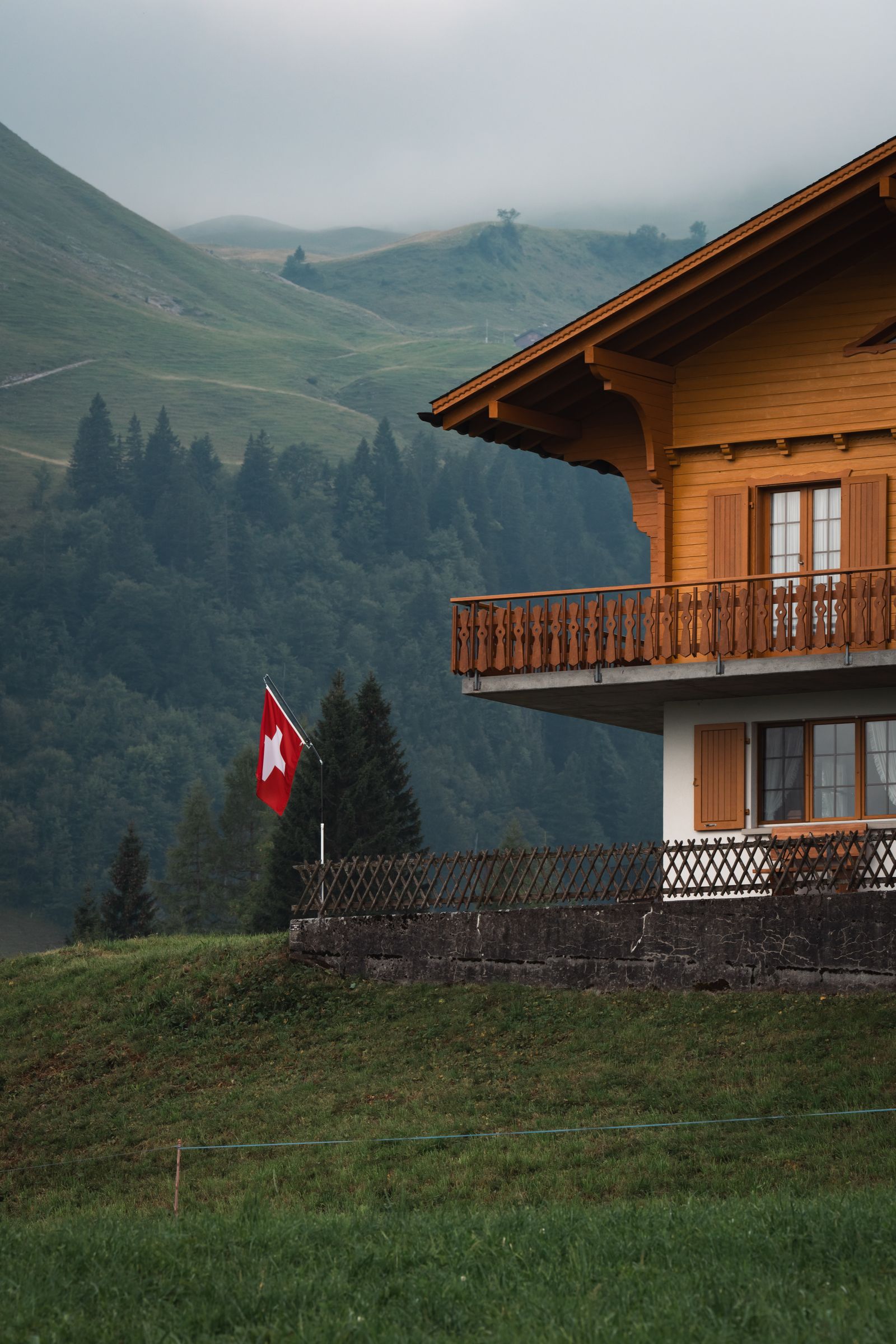 Exterior of Hotel Le Grand Chalet, a timbered alpine chalet above Gstaad