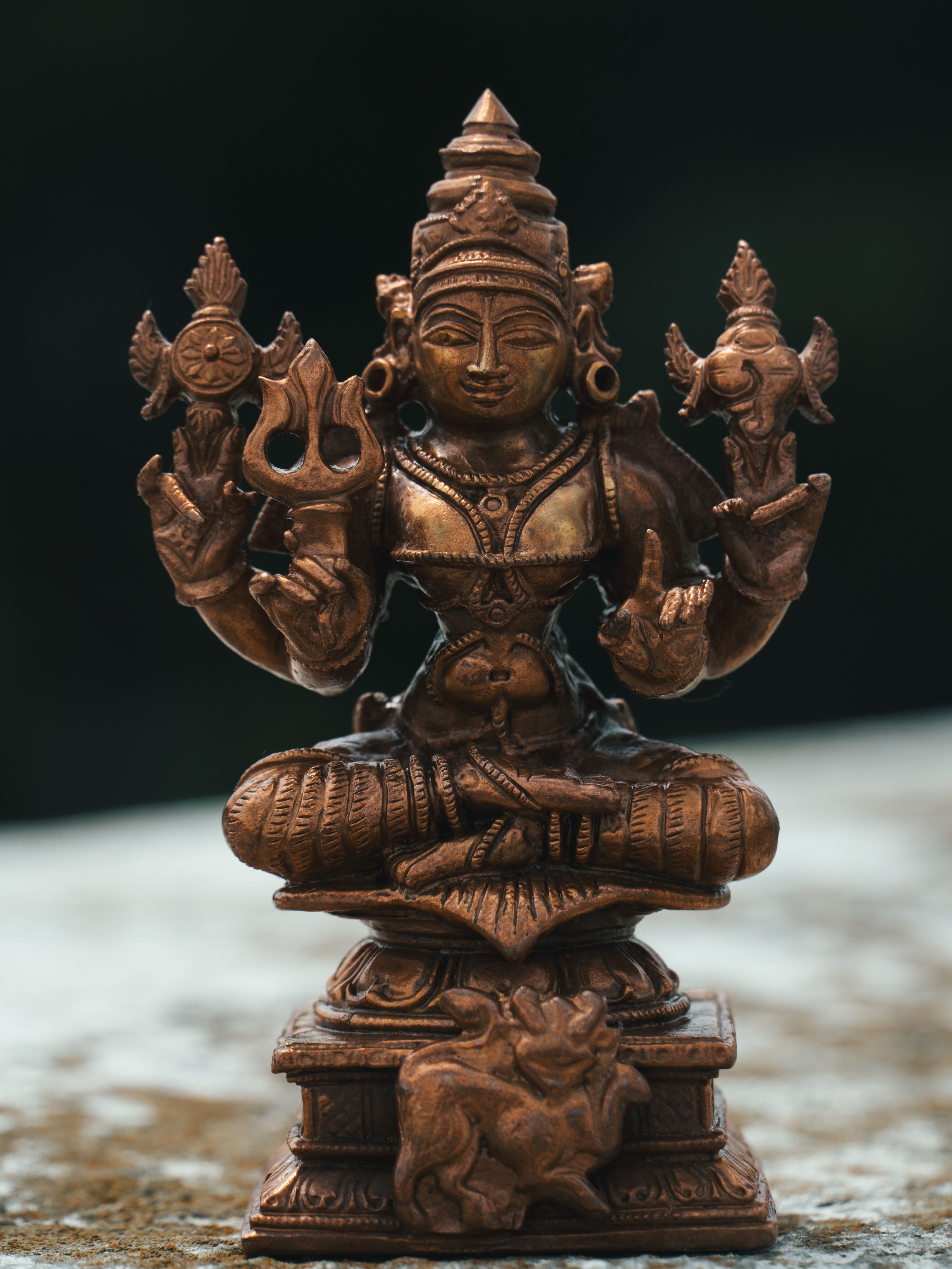 Exquisite brass sculpture of a Hindu deity showcasing fine artisan craftsmanship.