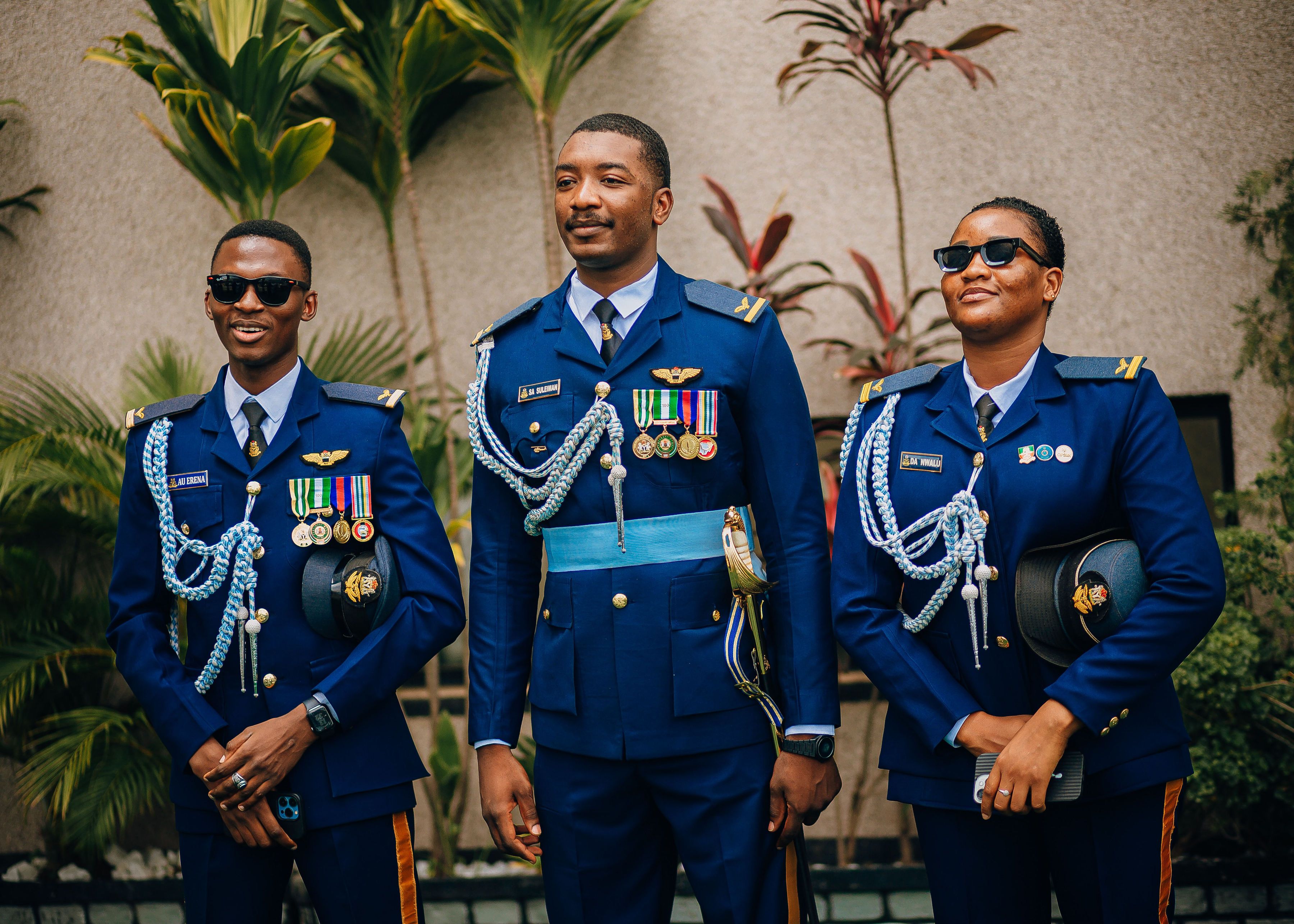 Formal Military Officers in Blue Uniforms Outdoors  Free Stock Photo