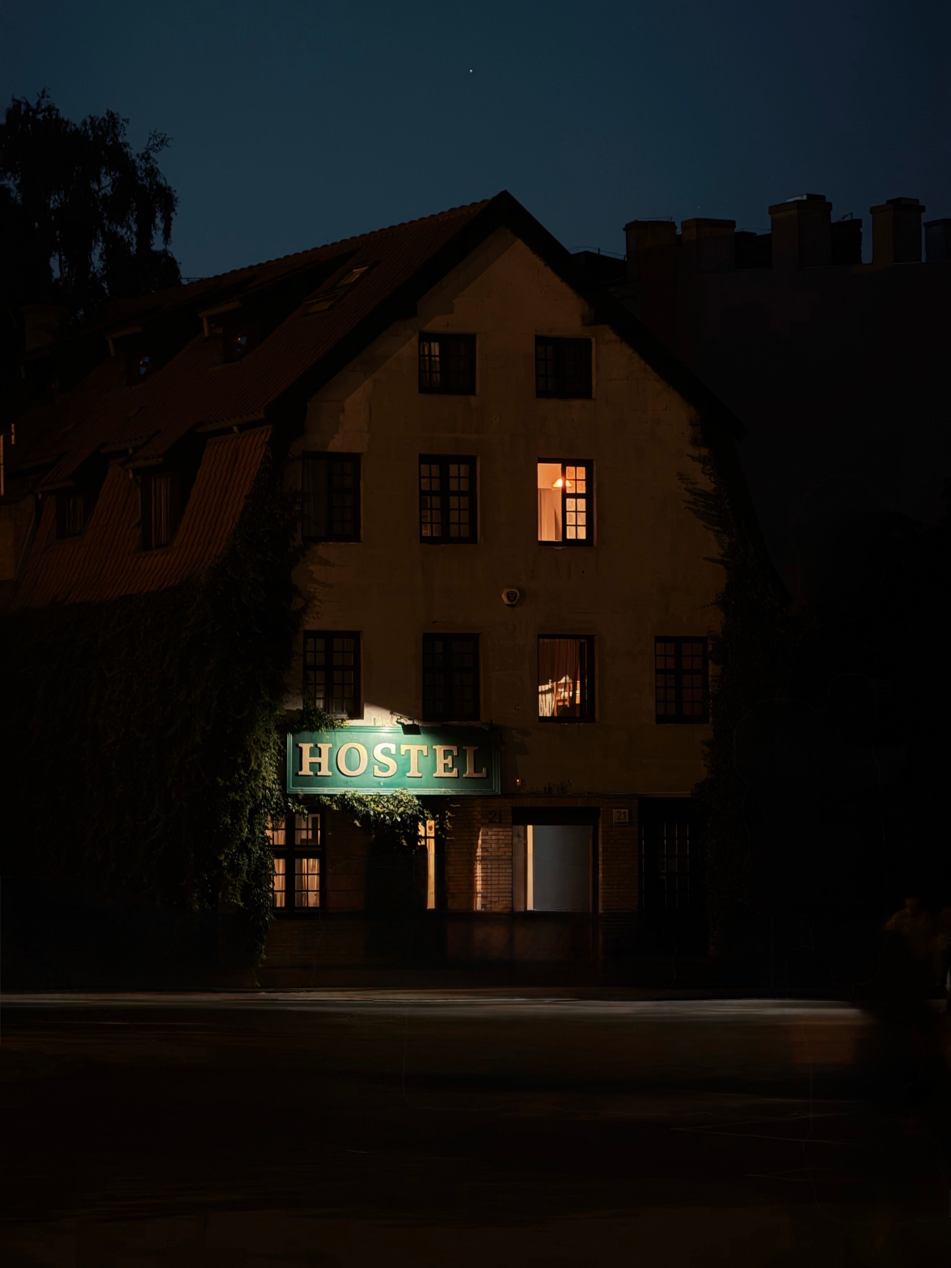 Exterior view of a budget hostel in Krakow