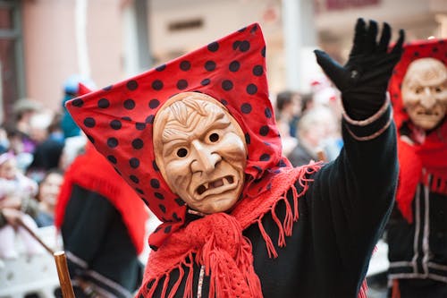 Person Wearing Brown Mask