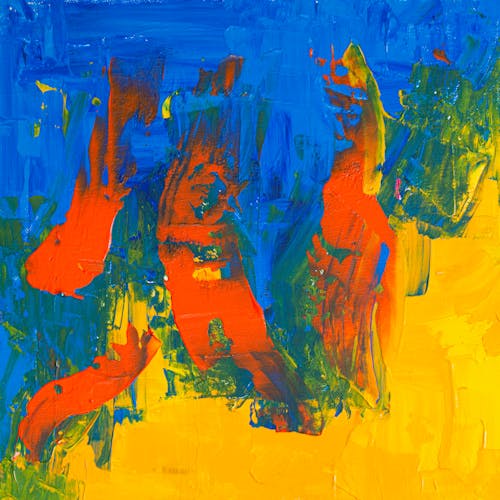 Free Lukisan Abstrak Biru Kuning Dan Merah Stock Photo
