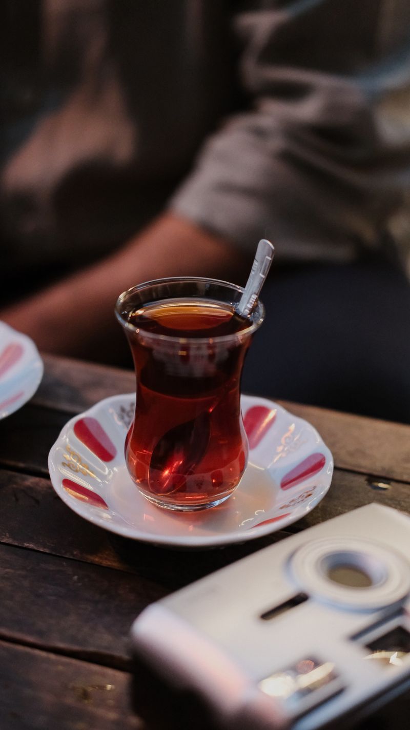 Traditional Turkish tea in tulip-shaped glass