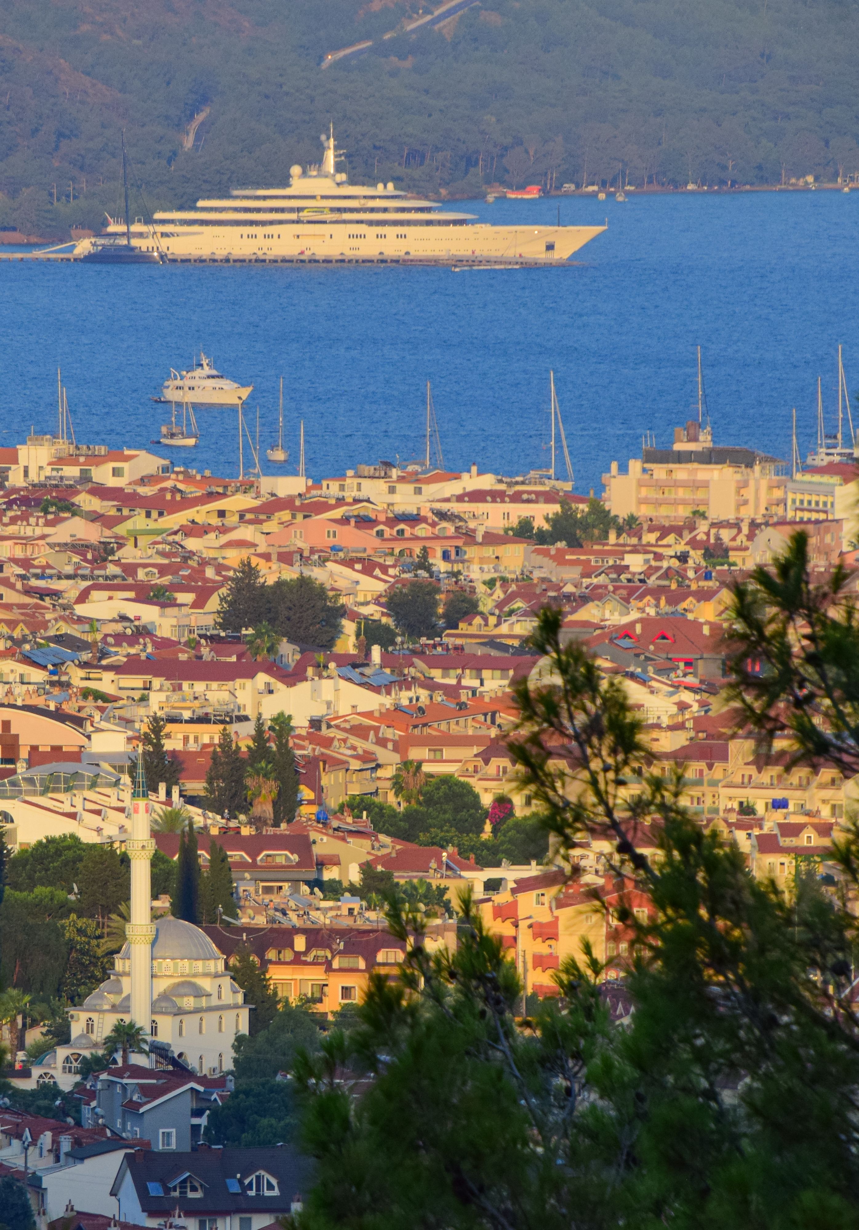 Scenic Aerial View of Marmaris Harbor and Town