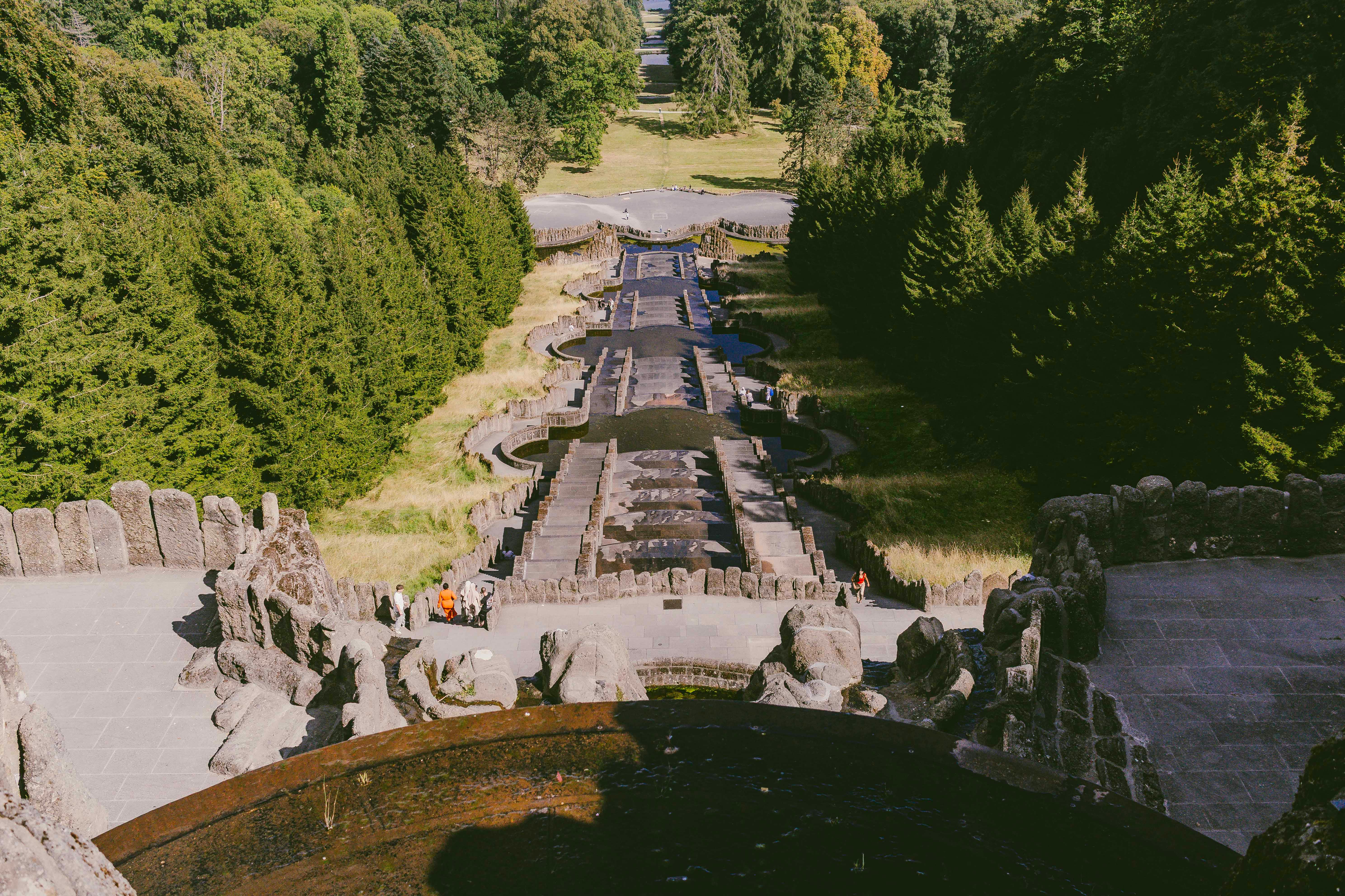 Explore the cascading terraces of Kassel, Germany, captured in vibrant summer colors.
