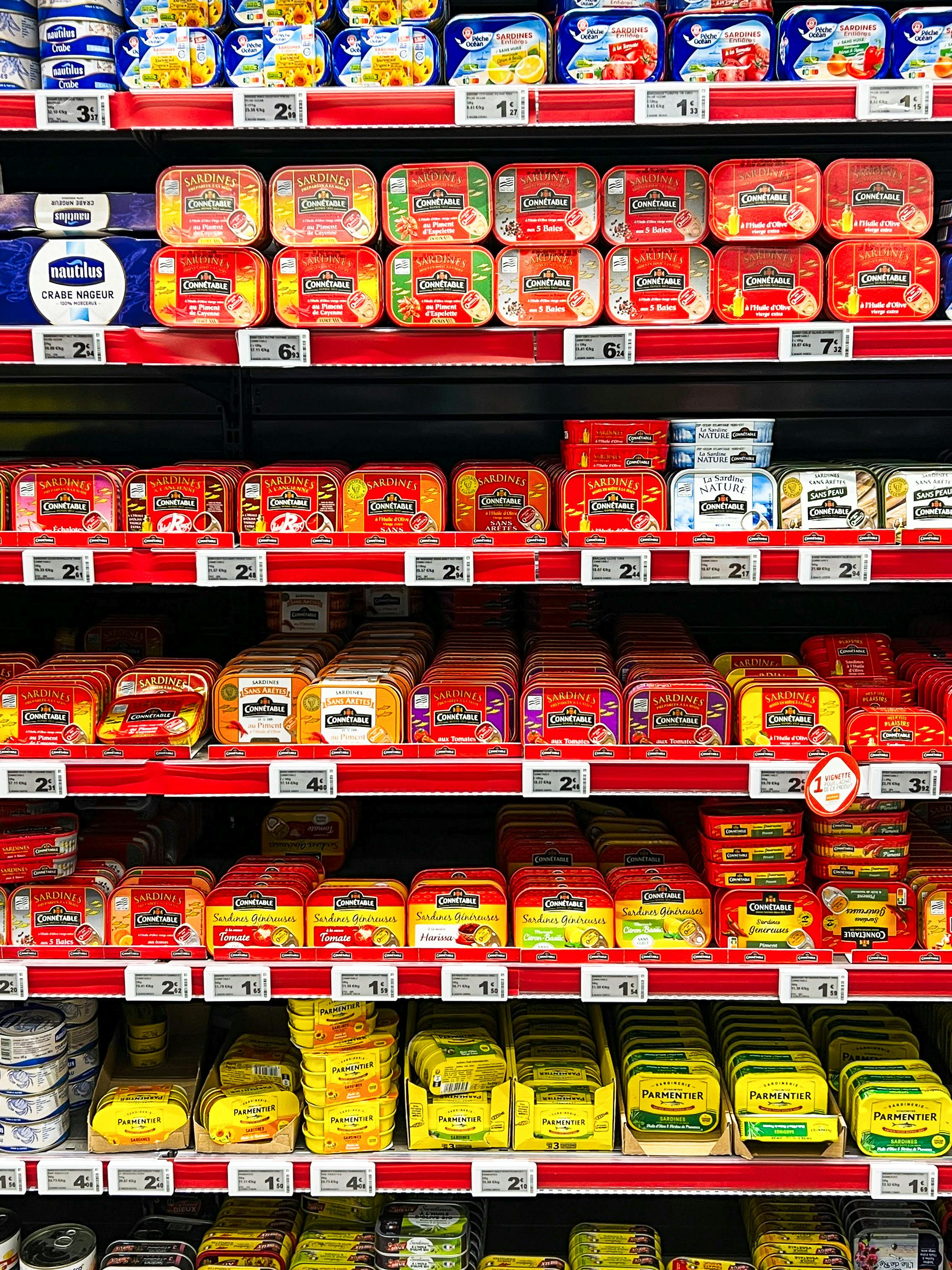 Fresh mackerel on display at market
