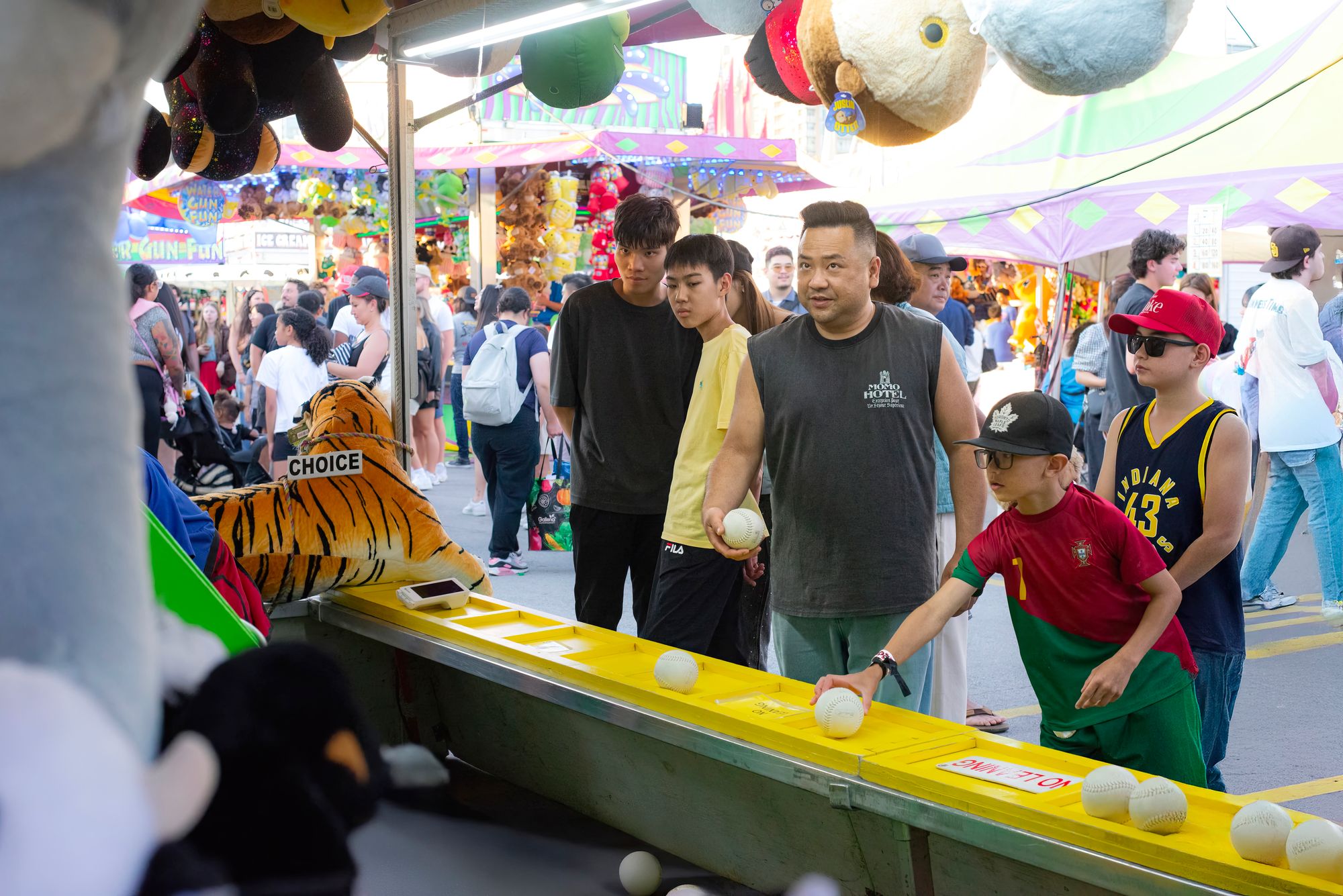 Families taking part in interactive games