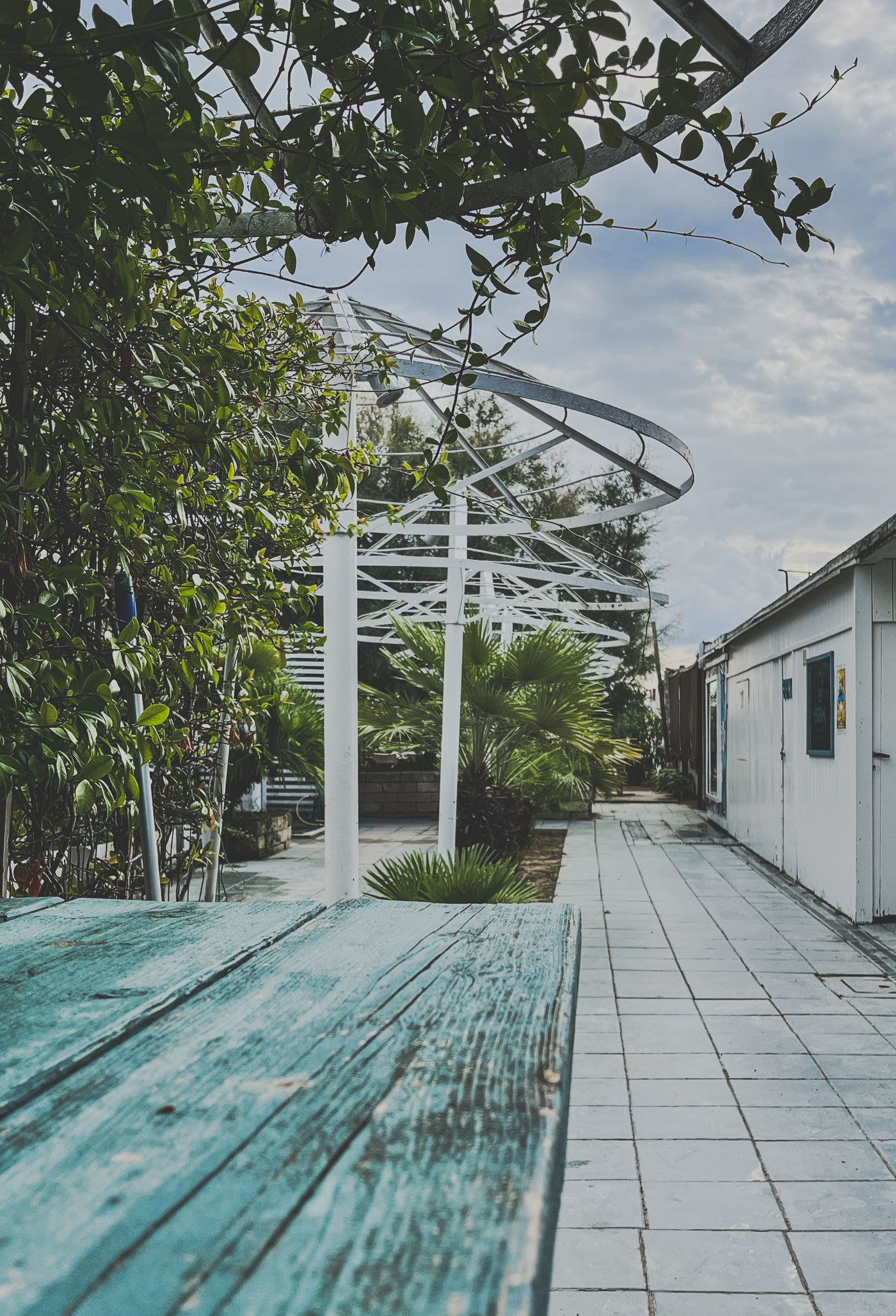 Modern pergola outdoor seating area