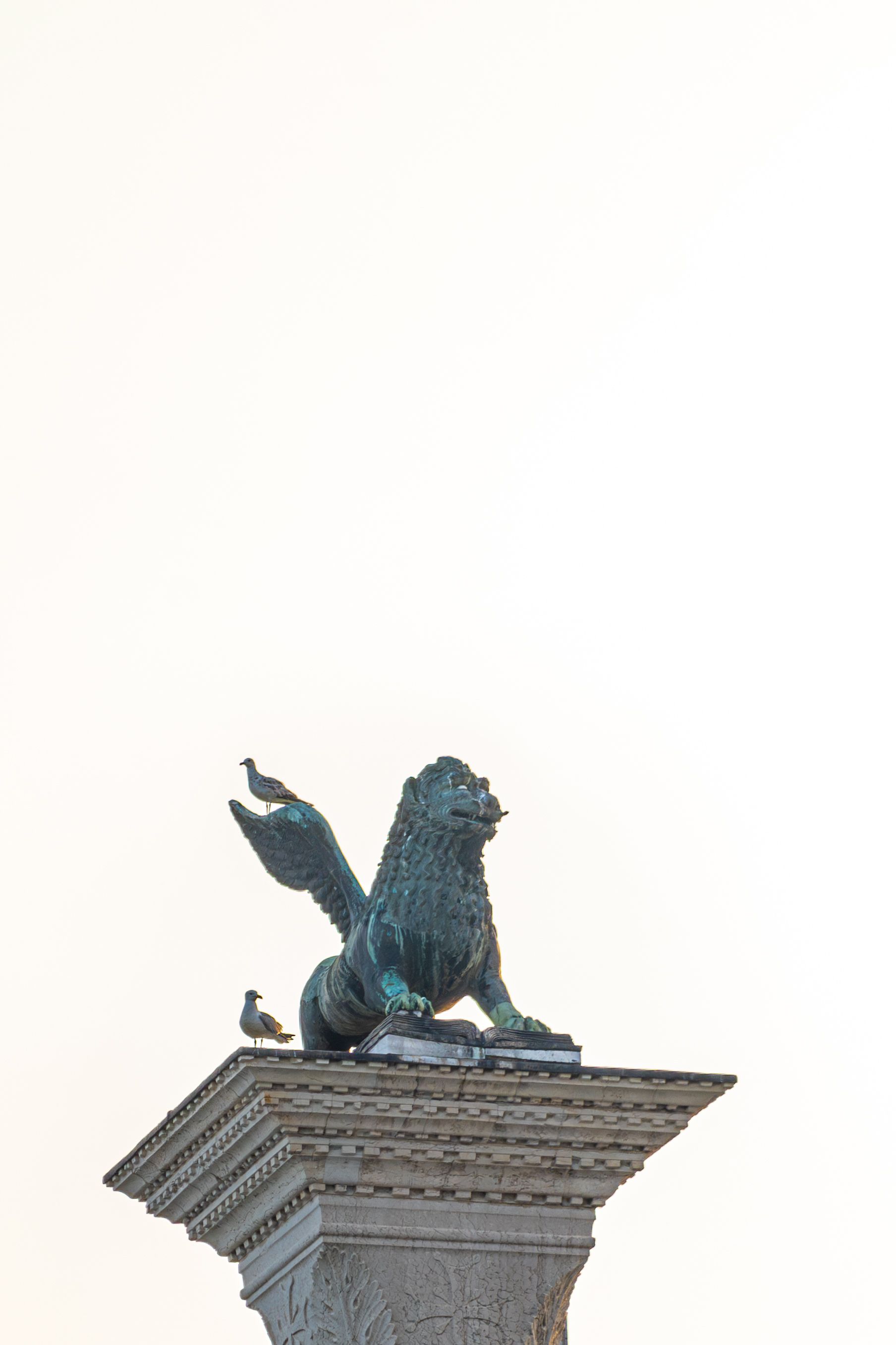 Winged Lion Statue on Venetian Column