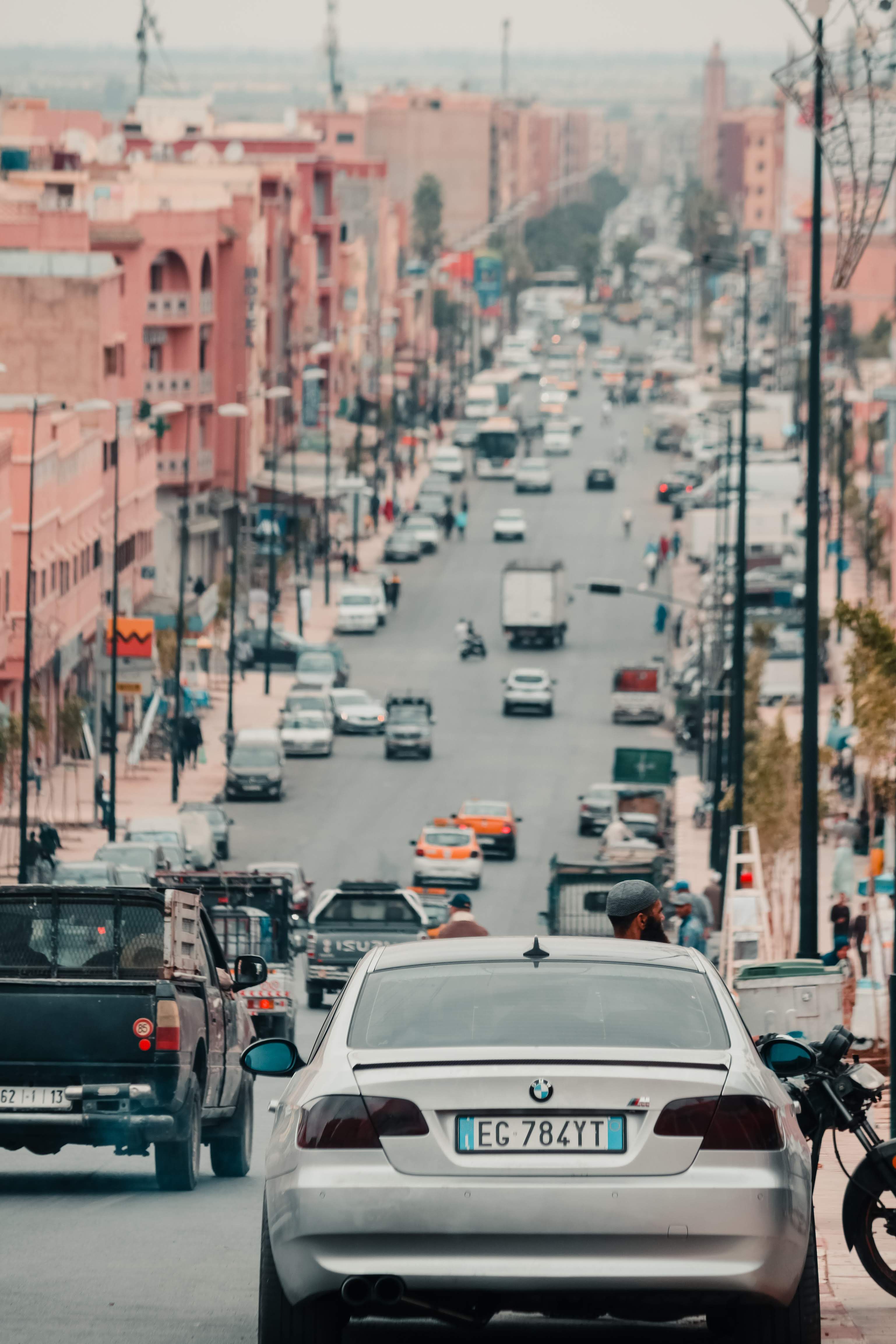 Busy Urban Street View with Traffic in Morocco · Free Stock Photo