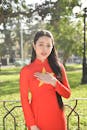 Woman in Red Ao Dai National Pride