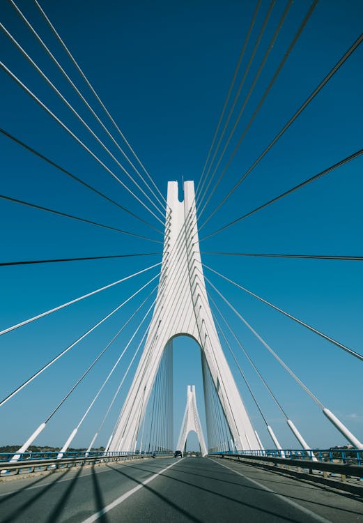 Blue and White Light on Bridge