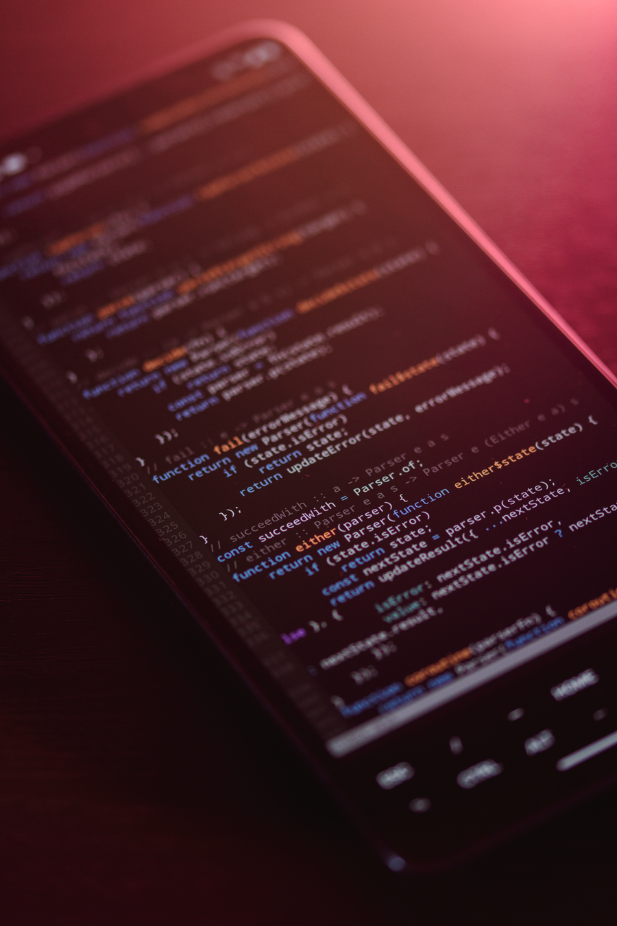 Code on smartphone screen
