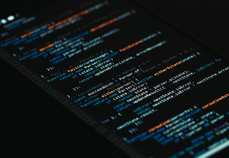 A detailed view of computer programming code on a screen, showcasing software development.
