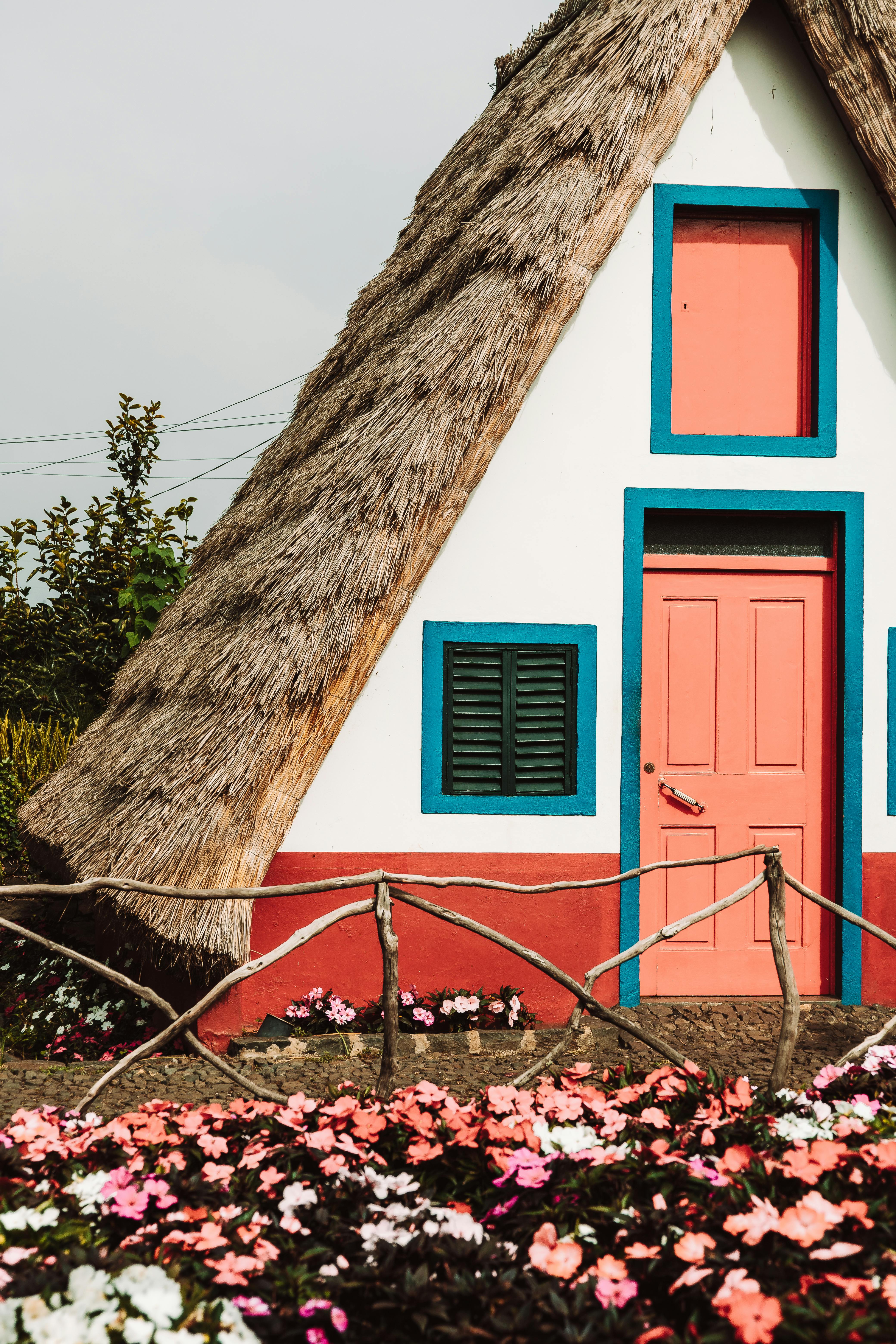 Traditional Madeira house with thatched roof