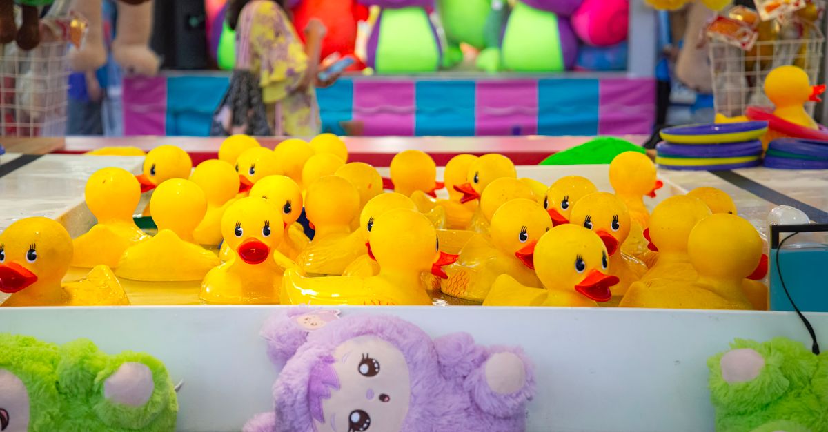 Bright And Fun Carnival Duck Game Scene Free Stock Photo bright-and-fun-carnival-duck-game-scene-free-stock-photo
