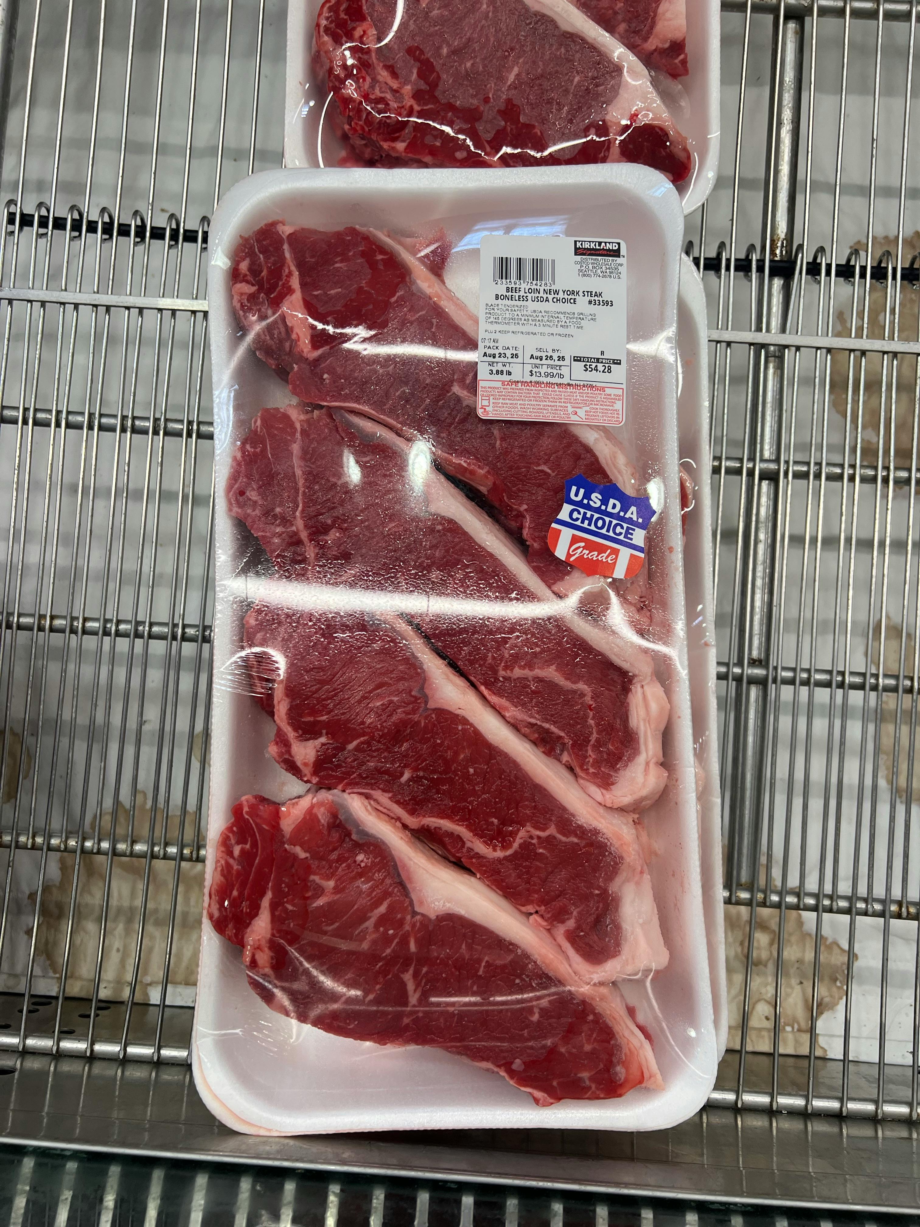 Fresh USDA Choice beef steaks in professional packaging