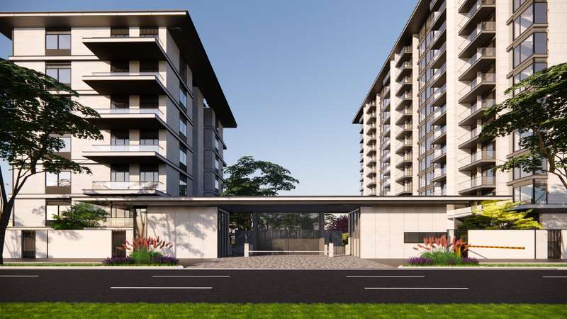 Entrada de condomínio residencial com portaria