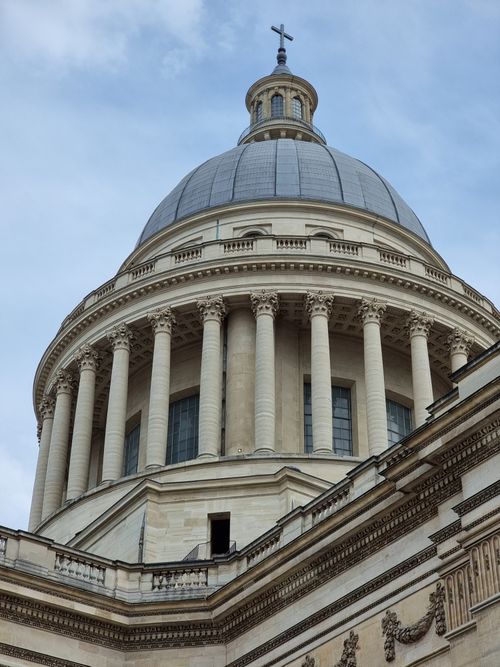 Free Close-up of the Pantheon's dome showcasing its neoclassical architecture in Paris, France. Stock Photo