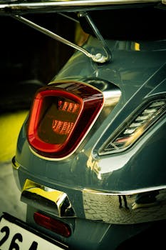 Detailed view of a scooter tail light showcasing urban transportation in Eskişehir, Türkiye.