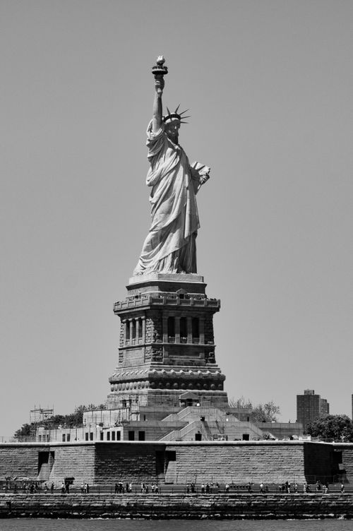 Free Stunning black and white view of the iconic Statue of Liberty in New York City. Stock Photo