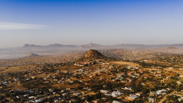 Aerial view of Phola township, surrounded by hills in Mpumalanga, South Africa.