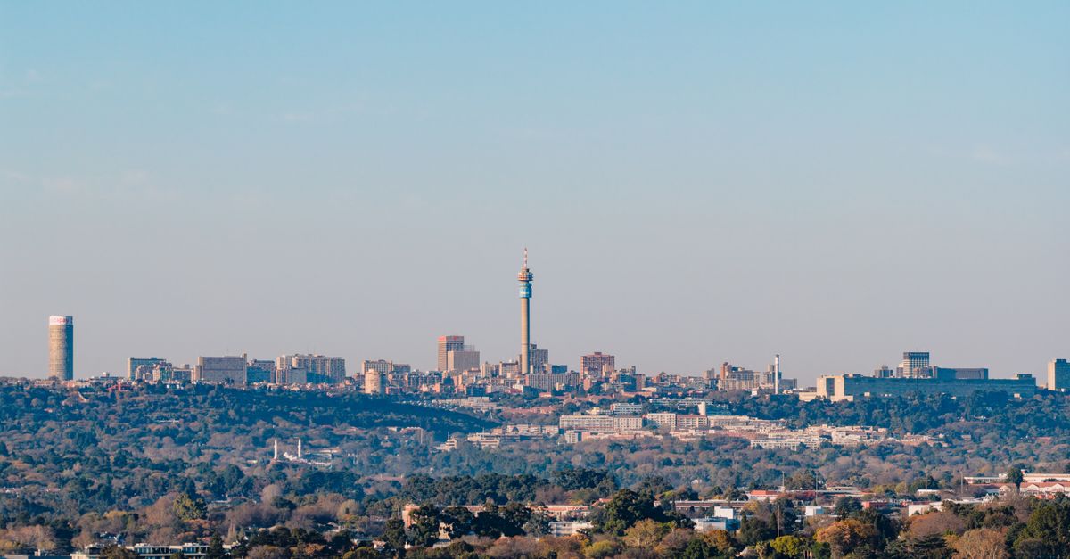 Shot of Johannesburg skyline featuring the iconic Hillbrow Tower on a clear day.