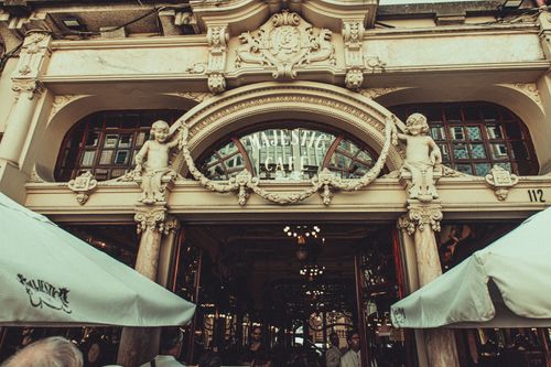 Free Elegant facade of Majestic Café in Porto showcasing classical architectural details. Stock Photo