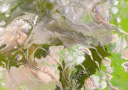 Abstract Fluid Art with Green and Beige Tones