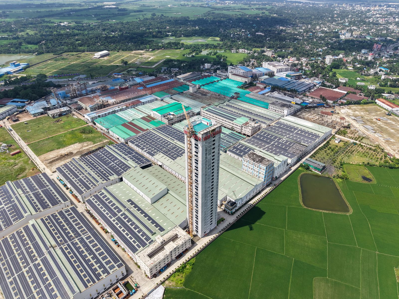 Aerial view of an industrial facility and its structures
