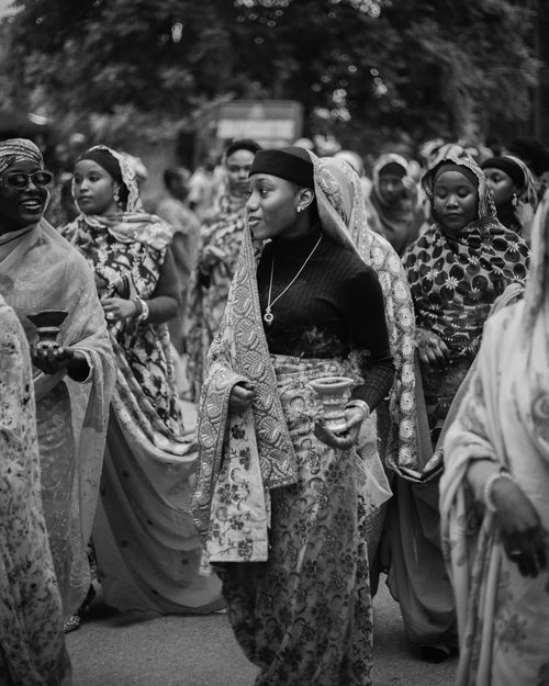 Free Group of women in traditional attire during a cultural celebration. Stock Photo