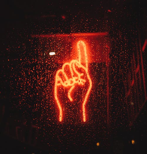 Red Neon Hand Sign