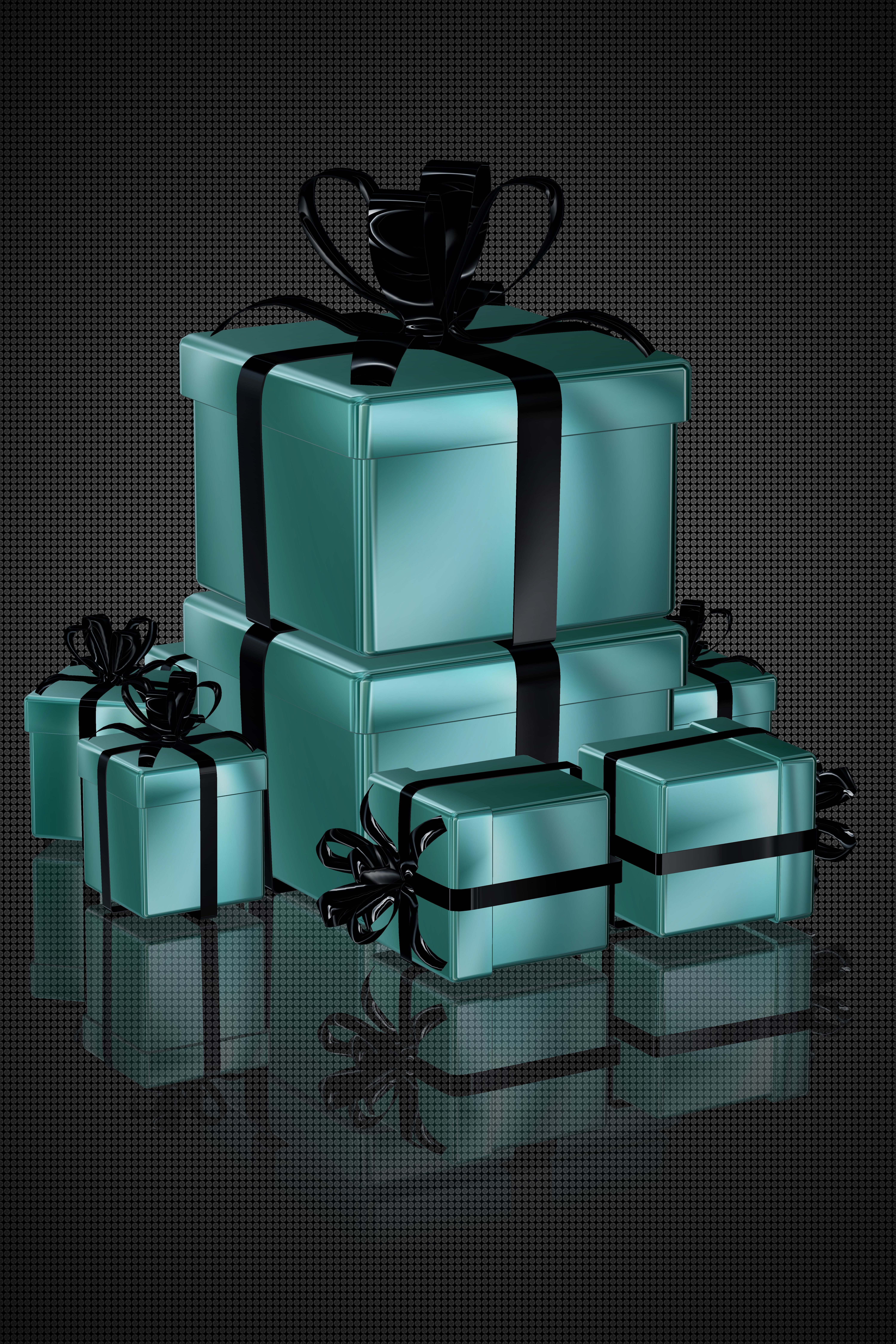 Cutii cadou teal elegante cu panglici negre
