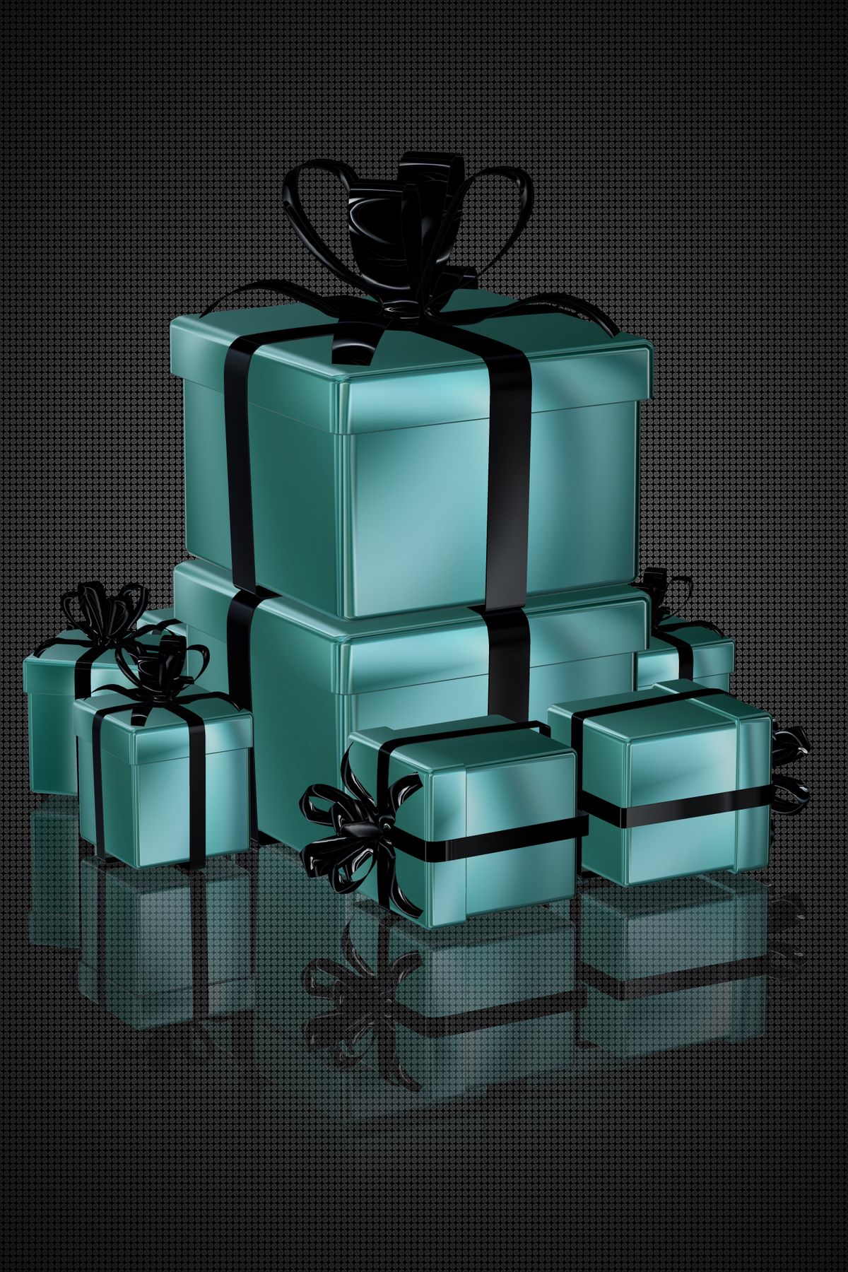 Cutii cadou teal elegante cu panglici negre