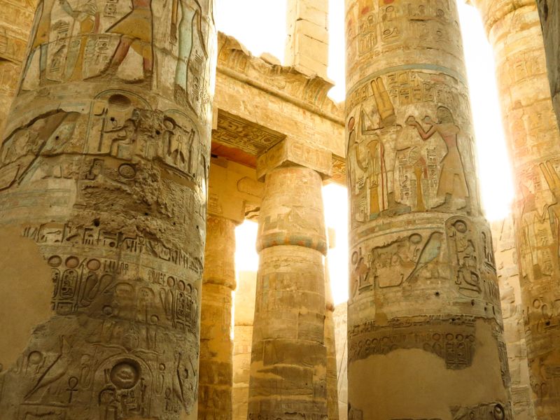 Crowds at a temple entrance in Luxor
