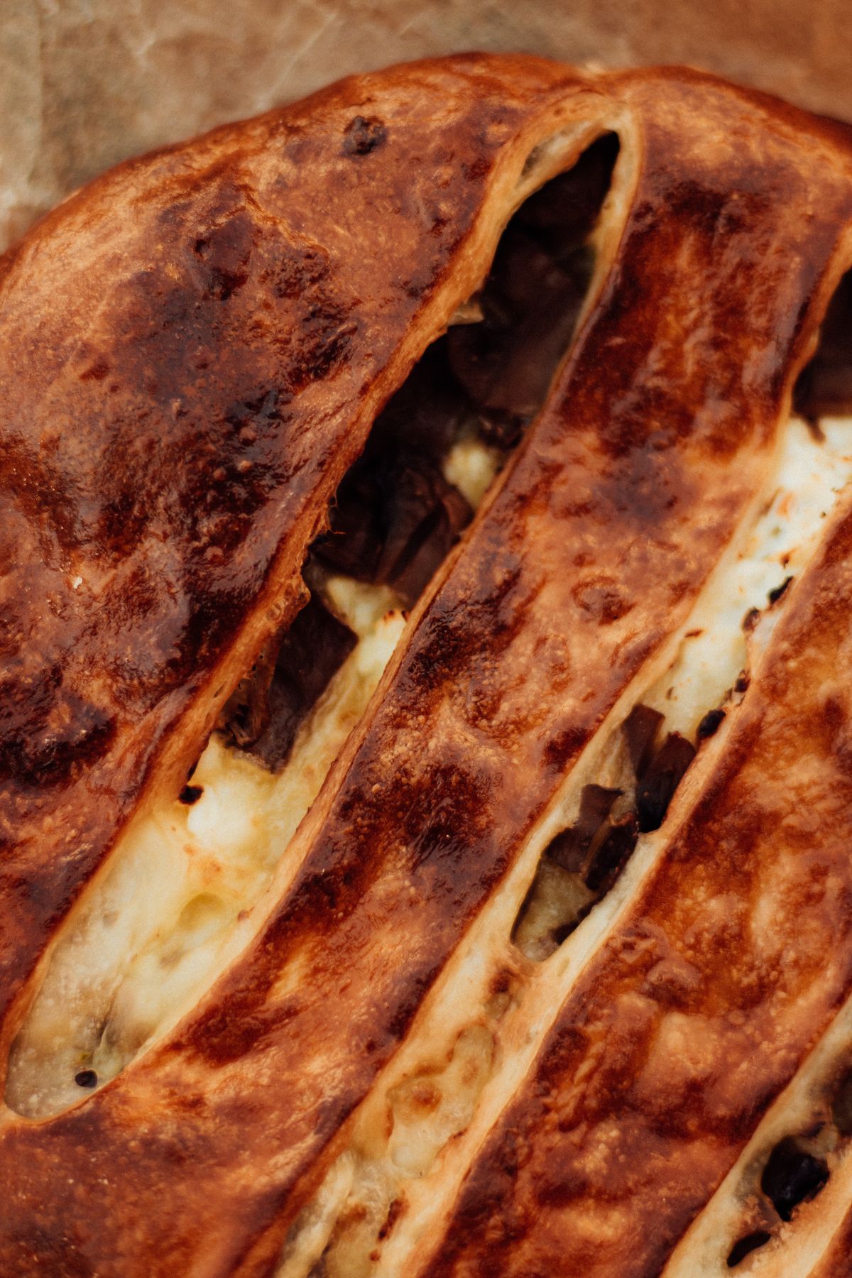 Crispy baked bread with savoury fillings