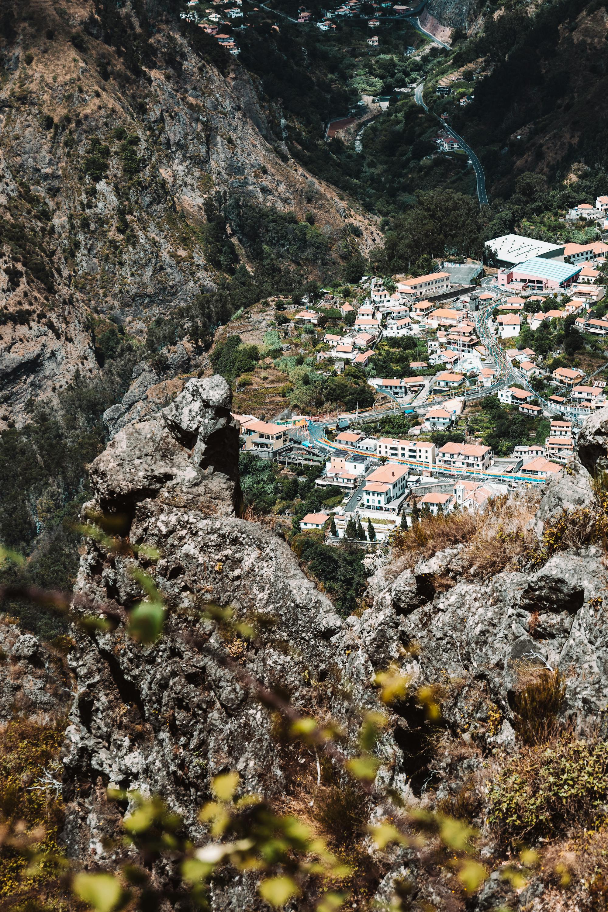 Madeira village between rugged mountains