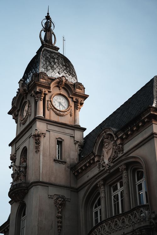 Free Elegant historic clock tower in Curitiba, showcasing intricate architectural details. Stock Photo