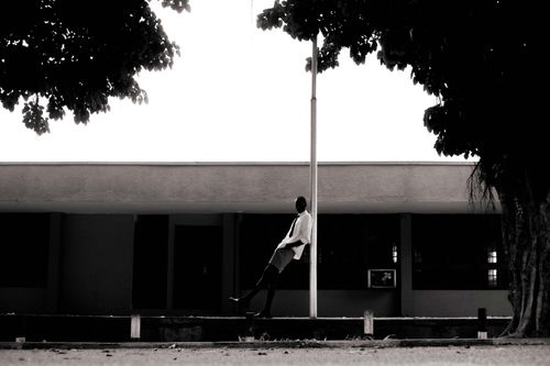 Free Striking black and white portrait capturing cultural expression in Ibadan, Nigeria. Stock Photo