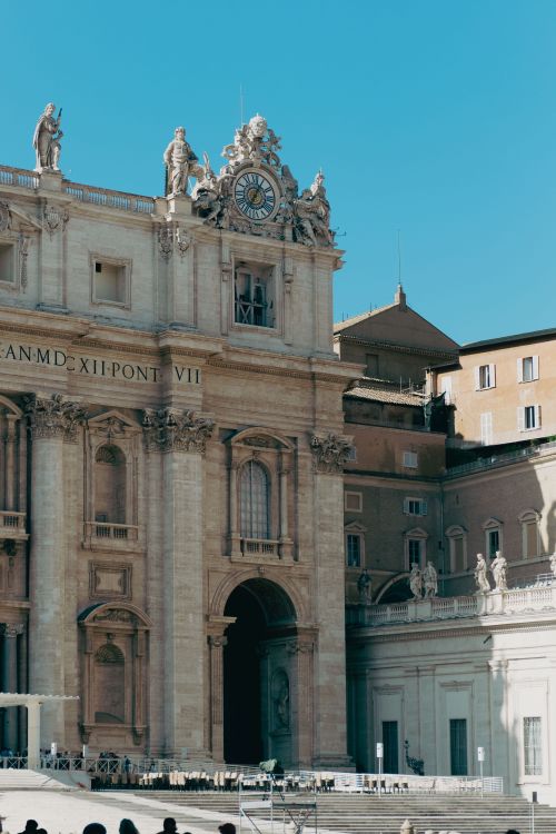 Free Close-up of St. Peter's Basilica facade in Vatican City, showcasing historic architecture. Stock Photo