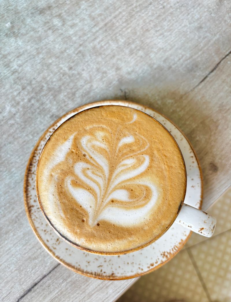 Intricate etched latte art design, for illustration