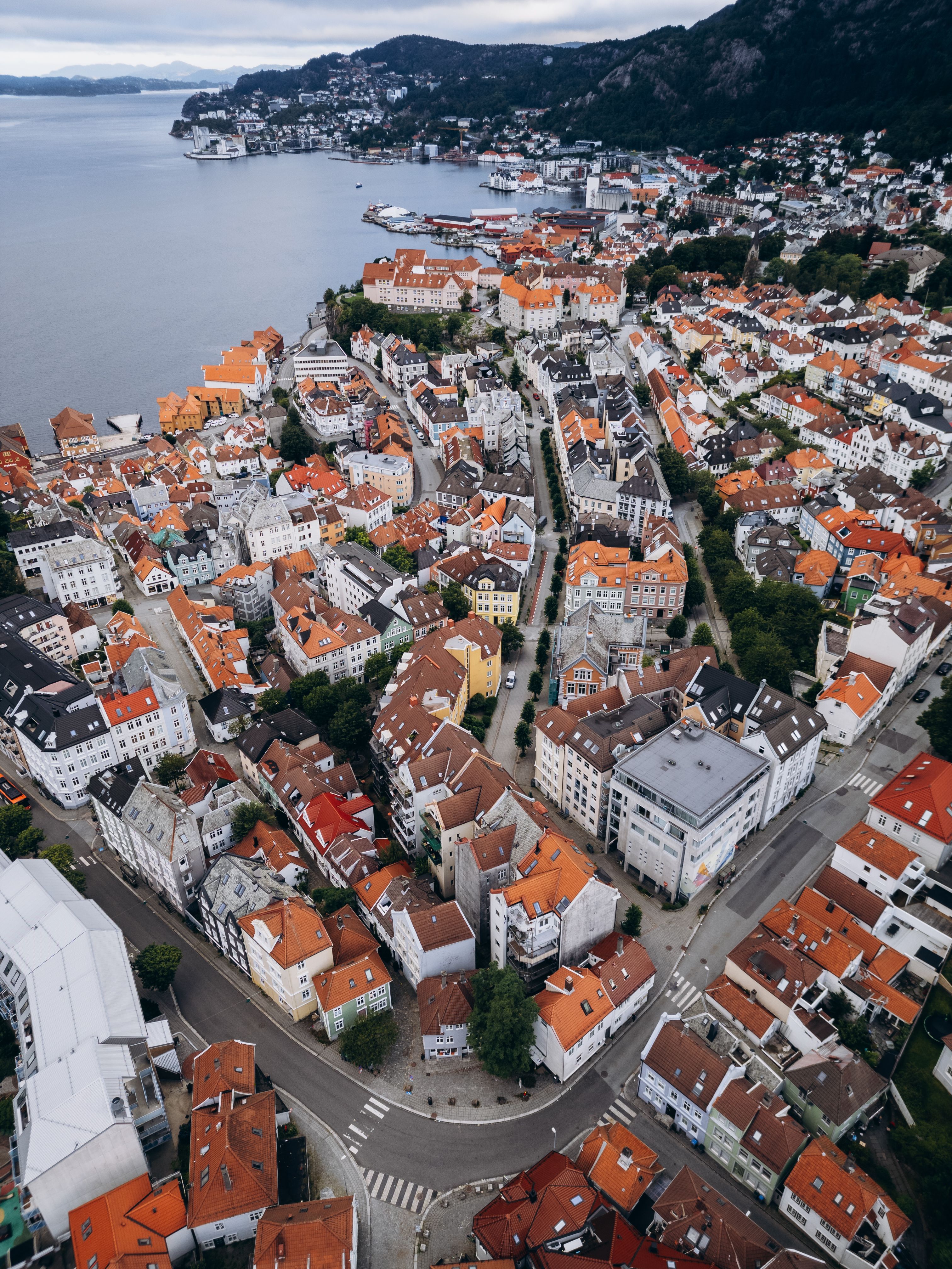 Aerial View of Bergen Cityscape in Norway · Free Stock Photo