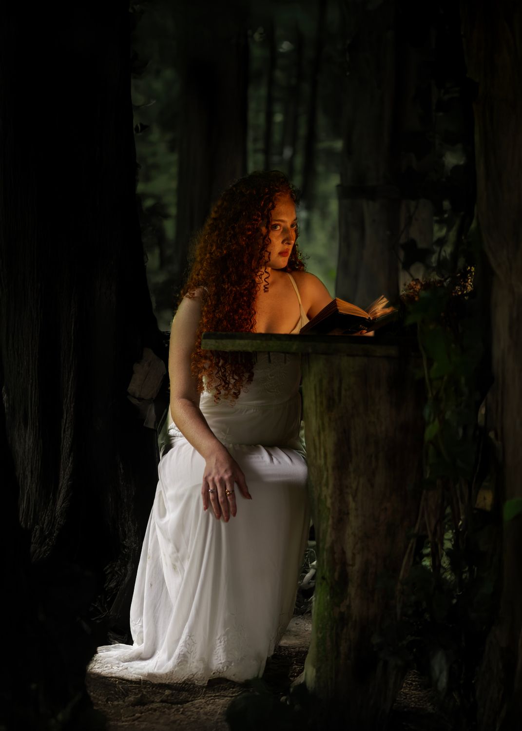 Mystical Woman Reading in Enchanted Forest · Free Stock Photo