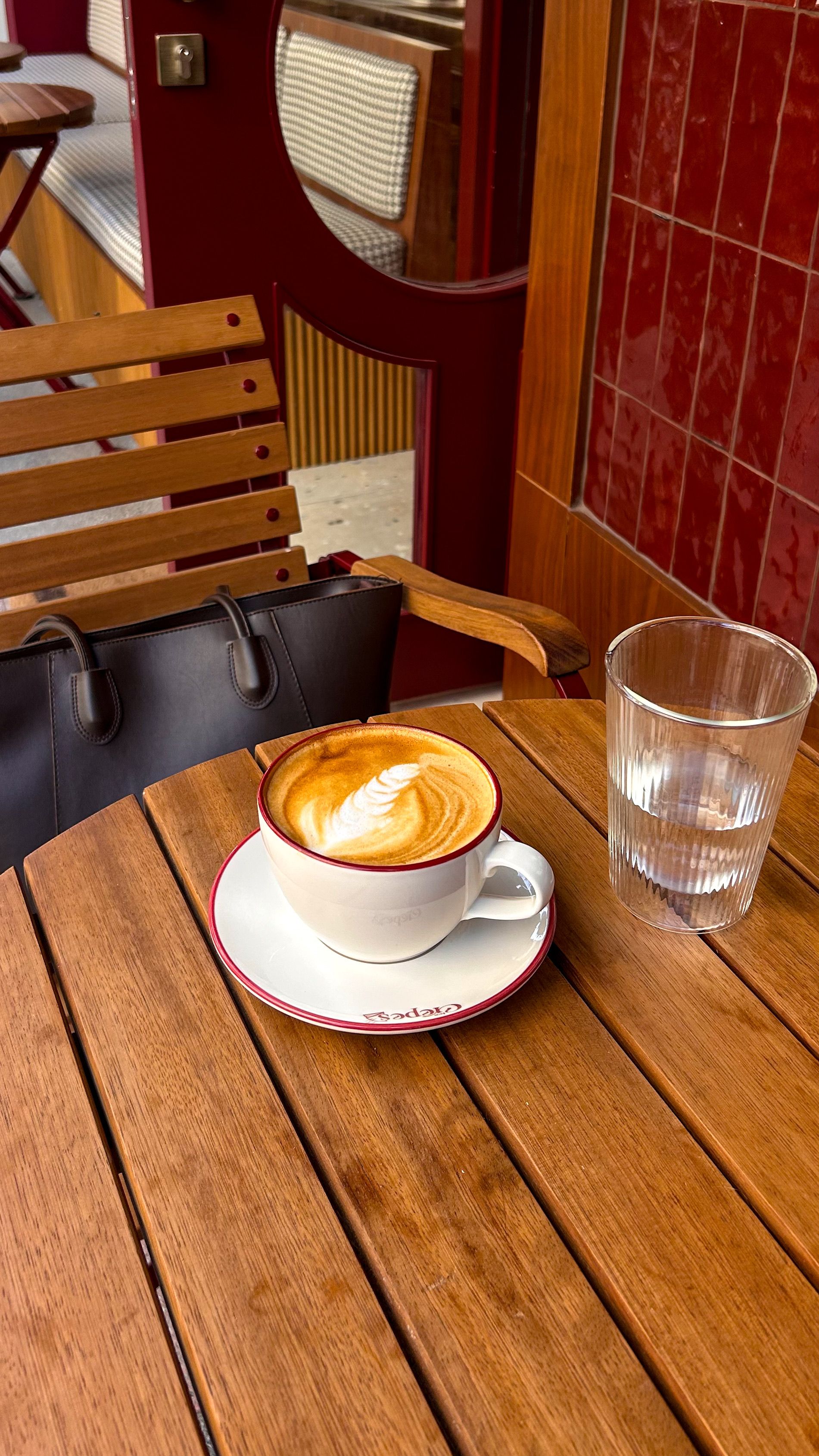 A warm cup of latte in a cozy cafe setting, perfect for a relaxing afternoon.