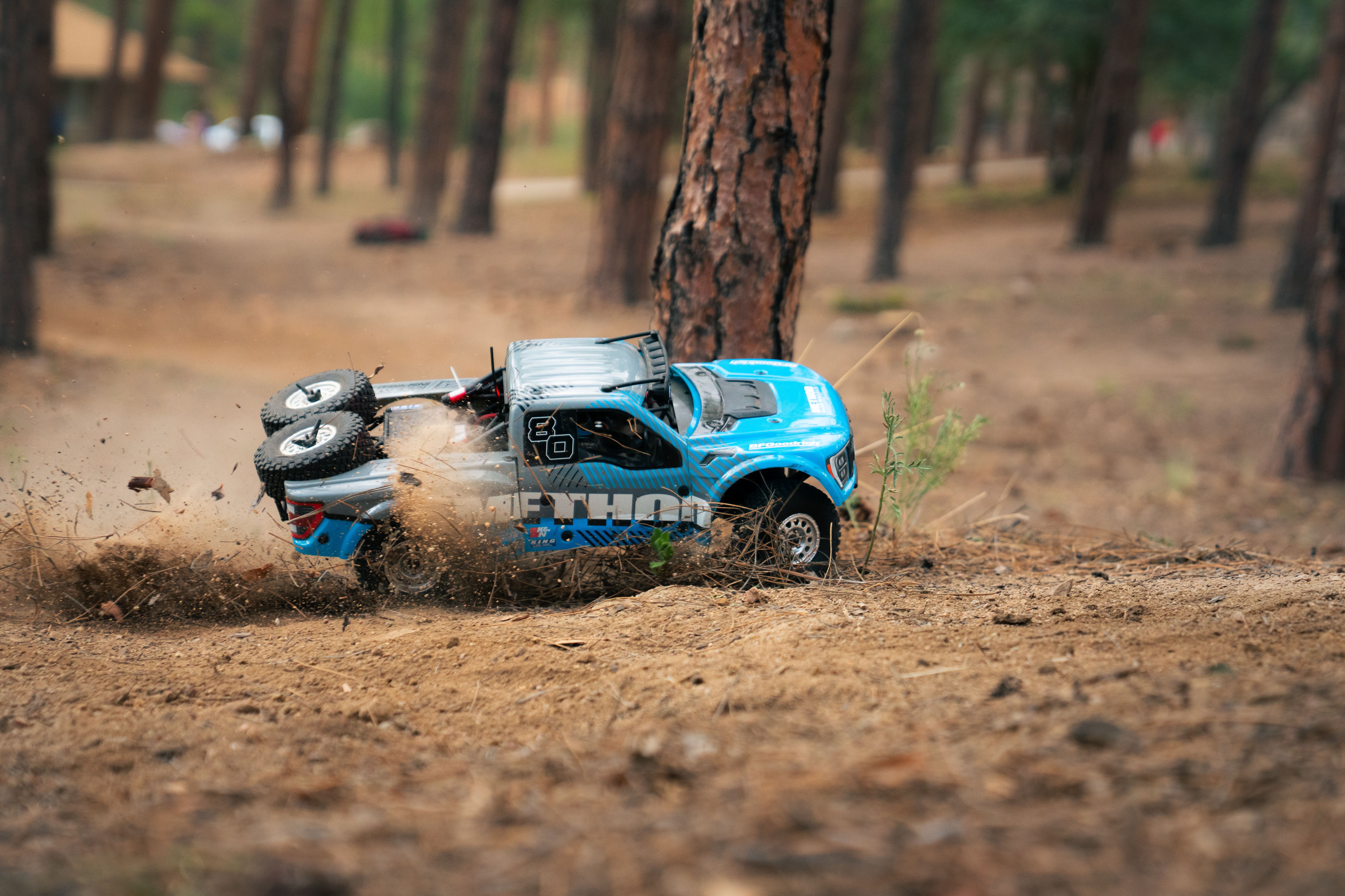 Dynamic RC Car Racing in Forest Terrain · Free Stock Photo