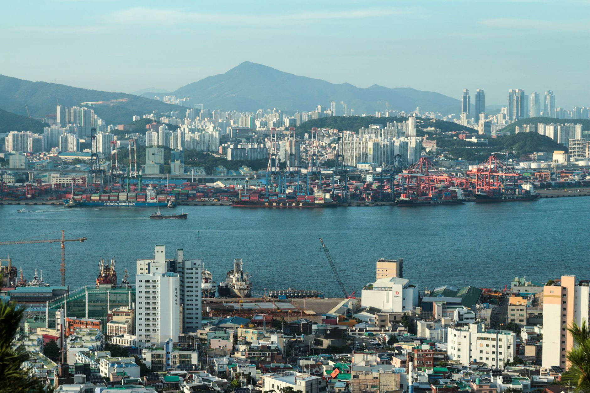 전국 지도에 비구름 표시된 날씨 예보 그래픽, 서울·부산 등 주요 도시 기온 숫자와 황사 경보 아이콘, 노란색·회색 톤으로 강조된 장면