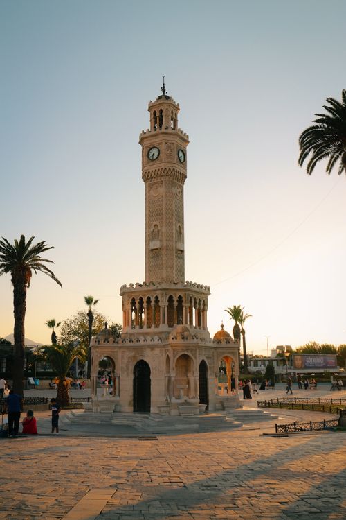 Free The historic Izmir Clock Tower captured during a stunning sunset in Turkey's vibrant city. Stock Photo