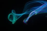 Dynamic Light Trails Against Black Background